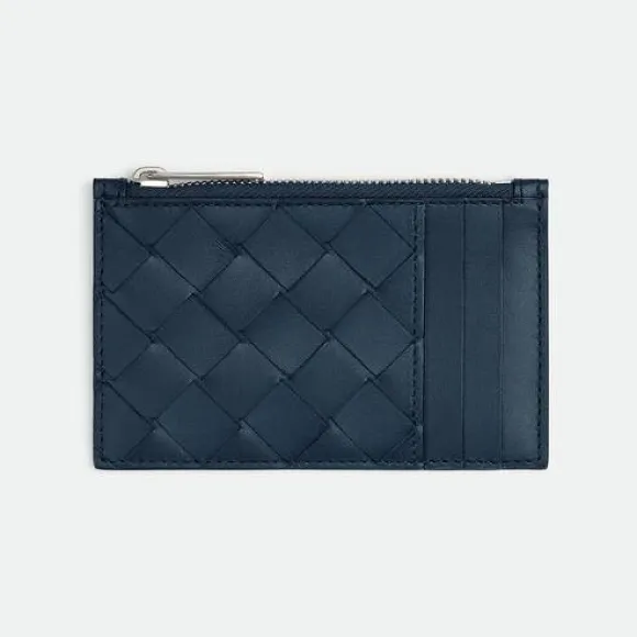 葆蝶家/Bottega Veneta 深蓝色 牛皮革 男士 拉链卡包 679802VCPQ33121