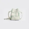 葆蝶家/Bottega Veneta 白色/鹦鹉绿 水牛皮 女士 迷你cassette水桶包 680217V1Q719045
