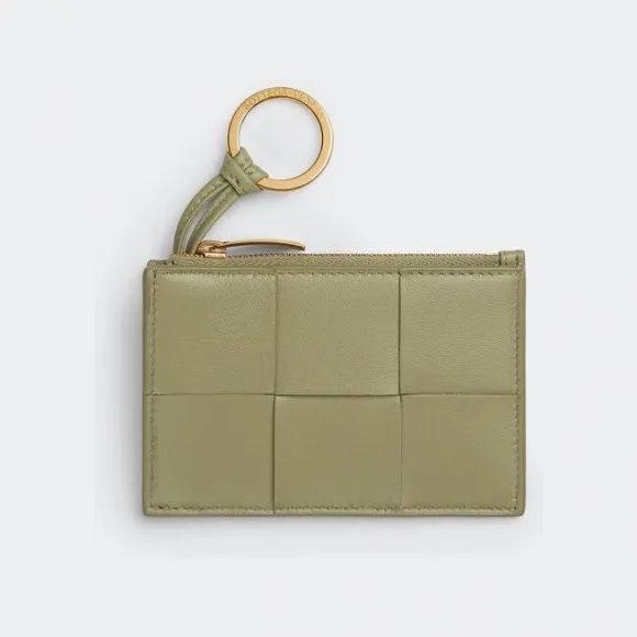 葆蝶家/Bottega Veneta 洞石绿 50%羔羊皮革、50%牛皮革 女士 钥匙包 701461VCQC42916