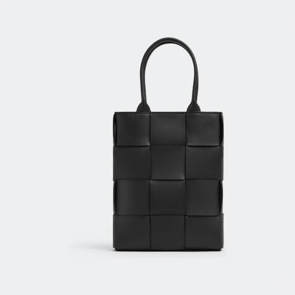 葆蝶家/Bottega Veneta 黑色 羊皮革 女士 迷你cassette托特手袋 709341VMAY18425