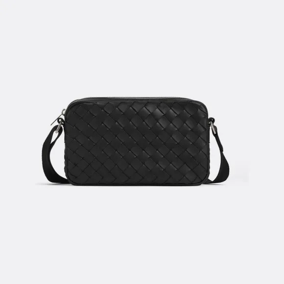 葆蝶家/Bottega Veneta 黑色 80%牛皮革、15%聚丙烯、5%涤纶 男士 classic intrecciato 小相机包 710048V0E528803
