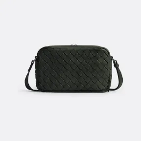 葆蝶家/Bottega Veneta 深绿色 牛皮革/织物 男士 classic intrecciato 小相机包 710048V2E423009