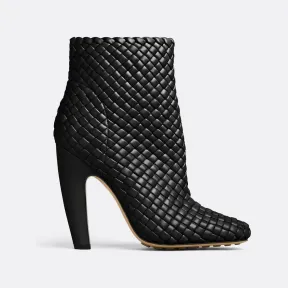 葆蝶家/Bottega Veneta 黑色 羊皮革 女士 canalazzo踝靴 716171V2EH01000