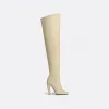 葆蝶家/Bottega Veneta 黄油色 牛皮革 女士 canalazzo过膝长靴 716326V2DY09311