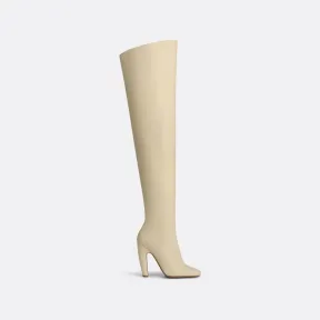 葆蝶家/Bottega Veneta 黄油色 牛皮革 女士 canalazzo过膝长靴 716326V2DY09311
