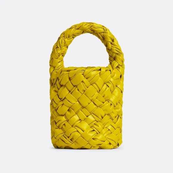 葆蝶家/Bottega Veneta 花粉黄 牛皮革 女士 迷你kalimero水桶包 717177VA9A67341