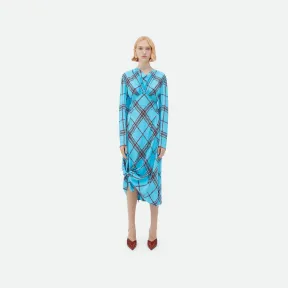 葆蝶家/Bottega Veneta 人造丝和桑蚕丝格纹印花连衣裙 725642V2LN04067