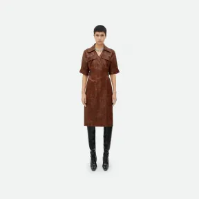 葆蝶家/Bottega Veneta 压花皮革中长连衣裙 736010V2QS02089