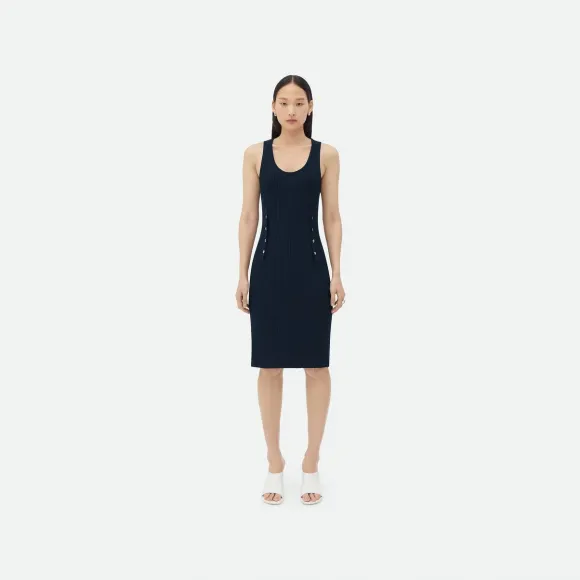 葆蝶家/Bottega Veneta 修身版型罗纹粘胶纤维中长连衣裙 739155V2R304246