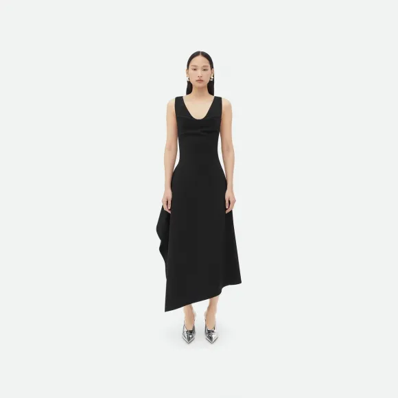 葆蝶家/Bottega Veneta 弹力棉质不对称中长连衣裙 743355V2T301000
