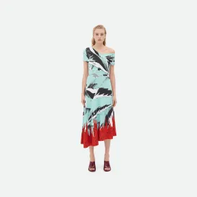 葆蝶家/Bottega Veneta 几何图形粘胶纤维提花不对称中长连衣裙 747831V2RX04159