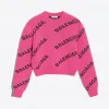 巴黎世家/Balenciaga 粉色 / 黑色 提花品牌标识圆领套头衫 39944244er