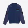 巴黎世家/Balenciaga ‎男士‎ ‎海军蓝色 ‎ ‎Balenciaga拼接装饰圆领套头衫 ‎ | Balenciaga 534454-T1490-4013