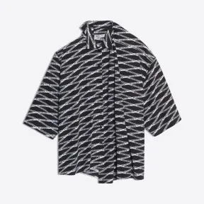 巴黎世家/Balenciaga ‎女士‎ ‎灰色 ‎ ‎字母印花双层衬衫 ‎ | Balenciaga 542834-TDL38-1240