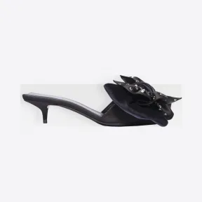 巴黎世家/Balenciaga 黑色/晶透色 Square Knife Bow穆勒鞋 11732121mi