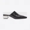 巴黎世家/Balenciaga 银色/ 黑色 50毫米字母穆勒鞋 11760642wo