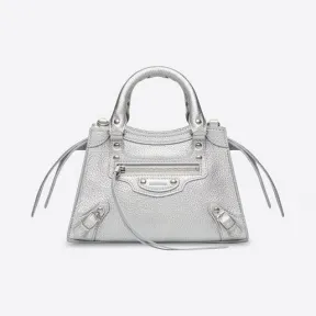 巴黎世家/Balenciaga 女士 Neo Classic 银色金属迷你手袋 63852415YKY8110
