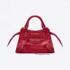 巴黎世家/Balenciaga 女式 Neo Classic 迷你手袋，深红色鳄鱼压纹 63852423E456419