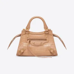 巴黎世家/Balenciaga 女式 Neo Classic 米色鳄鱼压纹迷你手袋 63852423EF19607