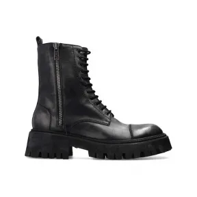 巴黎世家/Balenciaga 黑色 100% 皮革 中筒靴 670983WBCP11000