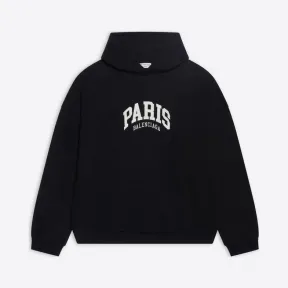 巴黎世家/Balenciaga 女士 Cities Paris 连帽衫黑色宽版 675003TLVL81070