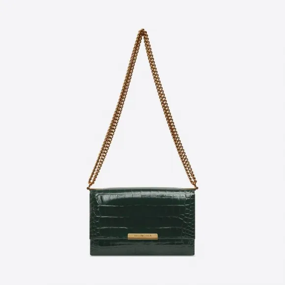 巴黎世家/Balenciaga 女式绿色鳄鱼压纹 Triplet 小号包 6888282106A3017