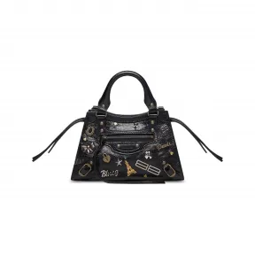 巴黎世家/Balenciaga Women's Neo Classic Mini Handbag With Pins in Black 693913210C11000