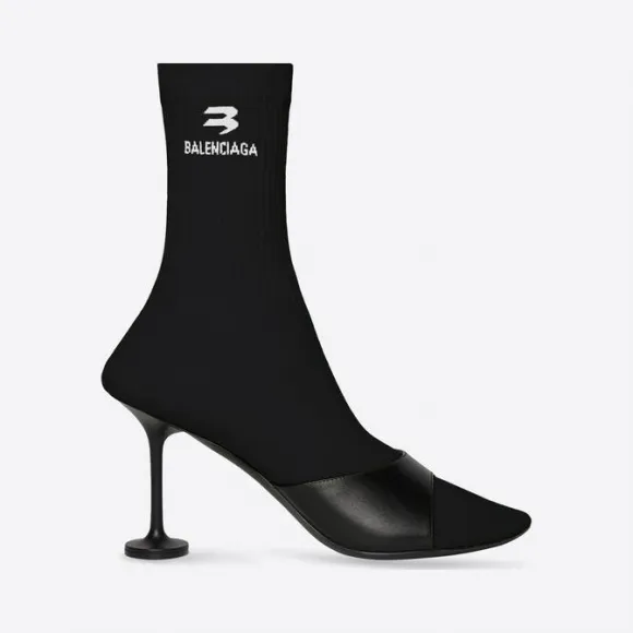 巴黎世家/Balenciaga 女士 90 毫米黑色短袜短靴 694491WA72O1010