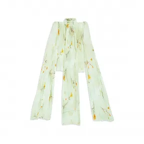 巴黎世家/Balenciaga Lilies围巾褶裥衬衫 为 所有 在 绿色 768704-TPL32-3001