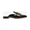 巴利/Bally 女士Croc印花小牛皮露背m子拖鞋黑色 6225903