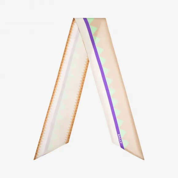 巴利/Bally 黑色拼多重古铜色真丝长条围巾 6229332