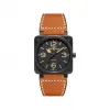 柏莱士/Bell&ross Instruments 系列 46MM 噴砂打磨黑色碳涂层精钢 自动机械机芯 男表 BR0192-HERITAGE