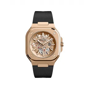 柏莱士/Bell&ross Instruments 系列 40MM 磨砂与抛光18K玫瑰金 自动机械机芯 男表 BR05A-PG-SK-PG-SRB