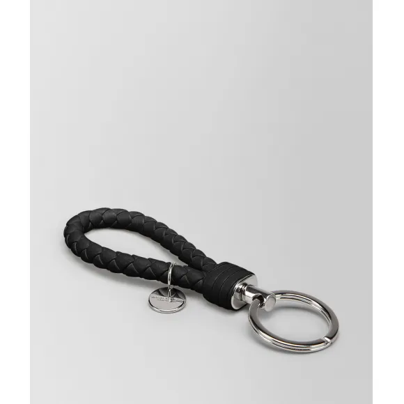 葆蝶家/Bottega Veneta 黑色编织小羊皮钥匙环 113539V001D1000