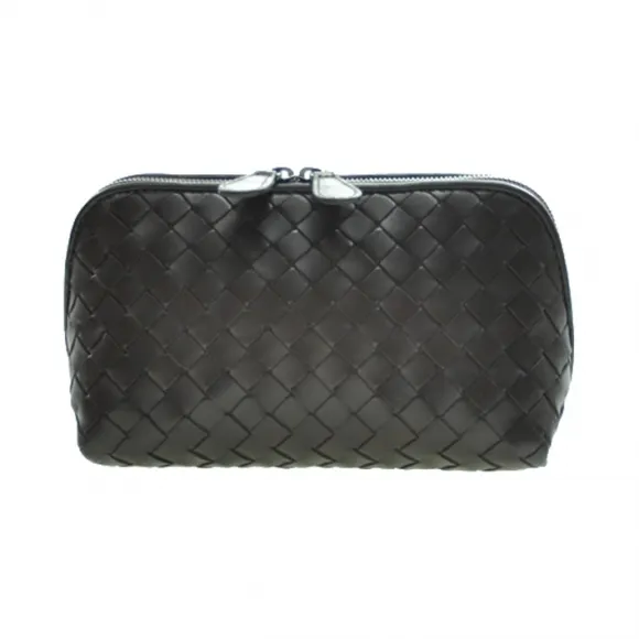 葆蝶家/Bottega Veneta  灰黑色 羊皮 化妆包 132534-V001N-2040