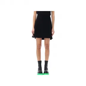 葆蝶家/Bottega Veneta 黑色 背面褶裥细节羊毛迷你半身裙 21A679657V19K0