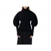 葆蝶家/Bottega Veneta 黑色 纽扣肩气球袖羊毛针织上衣 21A679758V1F50