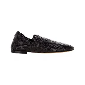 葆蝶家/Bottega Veneta 黑色 黑色小羊皮编织乐福鞋 21P620304VBTR0