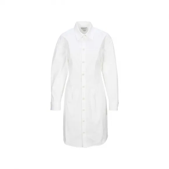 葆蝶家/Bottega Veneta 白色 弹力收腰合身衬衫裙 21P647409VKIX0
