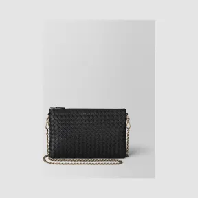 葆蝶家/Bottega Veneta 黑色编织小羊皮链带收纳包 510282VO0AD1000