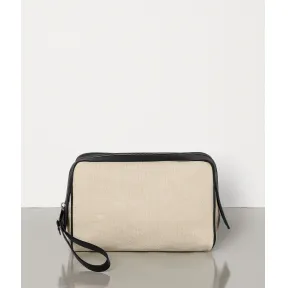 葆蝶家/Bottega Veneta 中号帆布和哑光小牛皮化妆包 575555VMAX19231