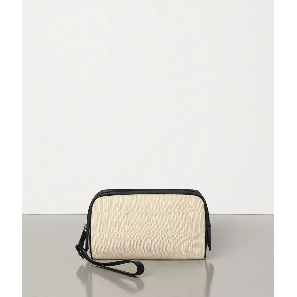 葆蝶家/Bottega Veneta 小号帆布和哑光小牛皮化妆包 575557VMAX19231
