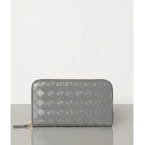 葆蝶家/Bottega Veneta 中号INTRECCIATO编织SPAZZOLATO小牛皮拉链钱包 588768VMBI11490