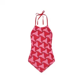 葆蝶家/Bottega Veneta 红色/粉色 Wave Triangle Wrinkle 挂脖泳装 687016V1N605776