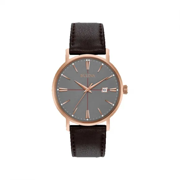 宝路华/Bulova Classic 系列 39 mm 玫瑰金色不锈钢 石英机芯 男表 97B154