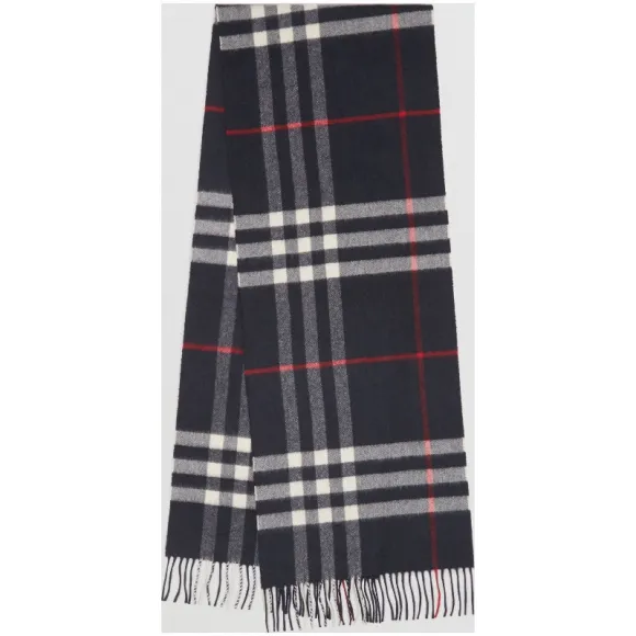 博百利/Burberry 女士 经典格纹羊绒围巾 (海军蓝)  39937341