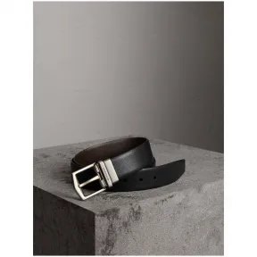 博百利/Burberry 男士 London 皮革双面两用腰带 (黑色/巧克力色) - 男士  40002321