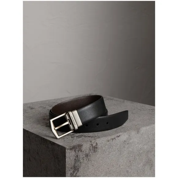 博百利/Burberry 男士 London 皮革双面两用腰带 (黑色/巧克力色) - 男士  40002321