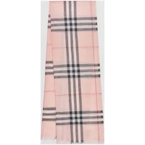 博百利/Burberry 男士 轻盈格纹丝毛混纺围巾 (烟熏玫瑰色格纹)  40013631