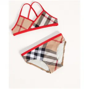 博百利/Burberry 儿童用品 对比饰边格纹比基尼 (新经典格纹) - 女童装  40114911